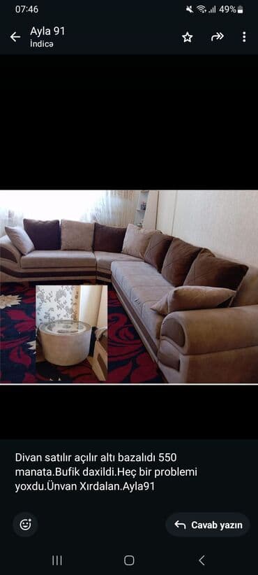 divan xırdalan: Künc divan, Açılan, Bazalı, Parça, Çatdırılma yoxdur — 1