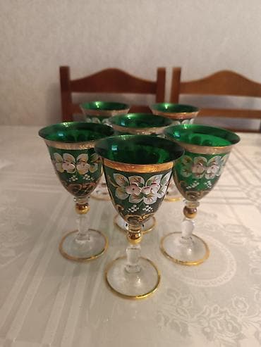 şam qabı: Qədəhlər, rəng - Yaşıl, Şüşə, 6 ədədli dəst — 3