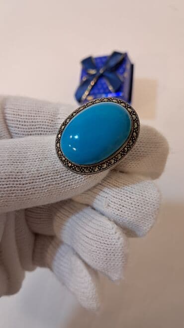 tək qaş üzük: Üzük, Gümüş, Firuzə — 3