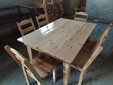 Bağ evi və həyət üçün taxta masa ve stullar . Taxta Stol dəsti bağ — 2