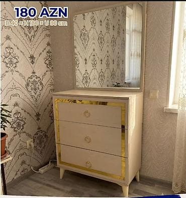 armud koltuk: Tualet masası dəsti – güzgülü komod - Ölçülər: Dərinlik 40 sm × — 1