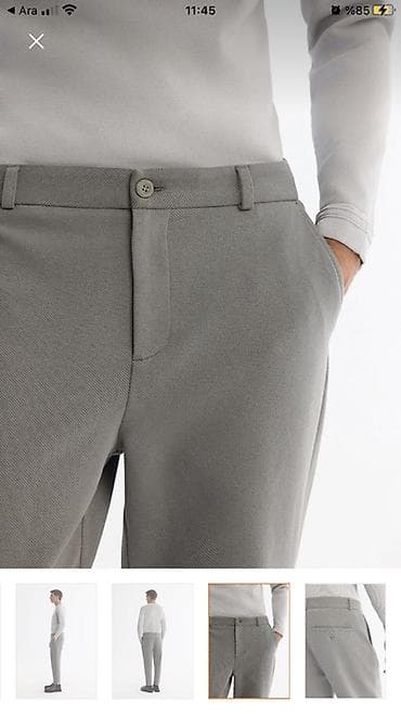 paltar kisi: Məhsul: Kişi şalvarı - Rəng: Açıq boz - Kəsim: Düz/silim fit, dizdən — 1