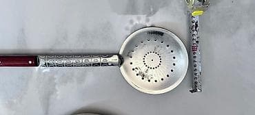 yag qabi: Uzun saplı paslanmaz poladdan süzgəc qaşıq - Material: parlaq — 1