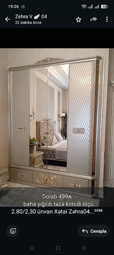 2ci el taxtlar: Dolab 499₼ baha yığılıb təzə kimidi ölçü 2.80/2.30 ünvan Xətai — 1