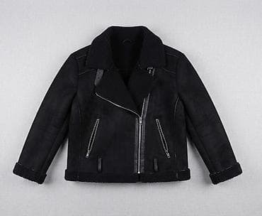 Qara kişi gödəkçəsi – shearling üslubunda, motosiklet (biker) kəsimi