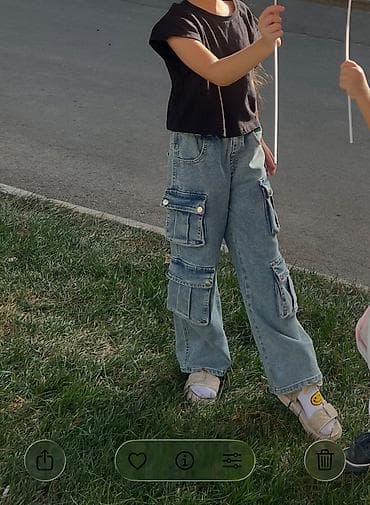 Uşaq üçün cins şalvar – 8-9 yaş qız - Model: cargo/oversize kəsim - — 1