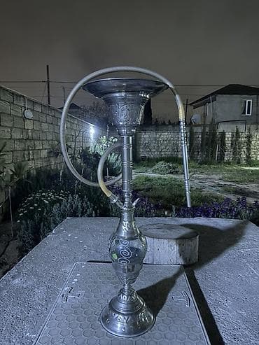 Metall nargilə komplekti - Material: tam metal gövdə və tava, şüşə