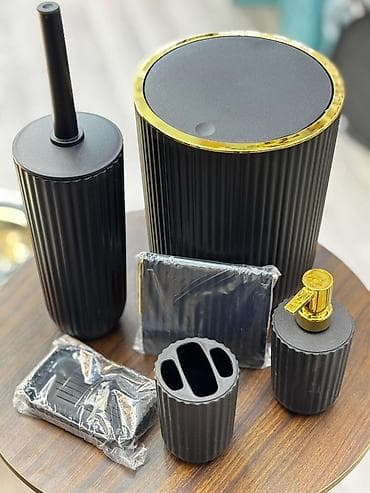 hamam skaflari: Vanna otağı aksesuar dəsti – 6 parça, zərif rellefli dizayn Dəstə — 5