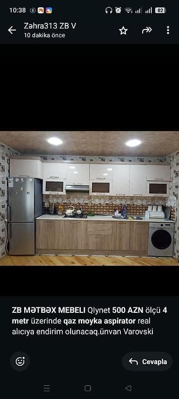 Мебель для дома: *ZB* *MƏTBƏX MEBELI* QIynet *500 AZN* ölçü *4 metr* üzerinde *qaz — 1