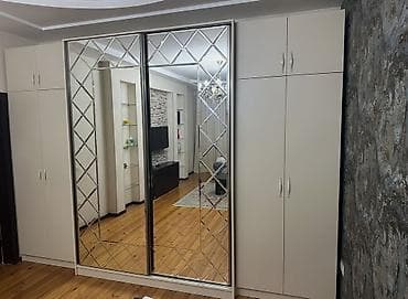 kapron dolab: 4 qapılı, Güzgülü, Bej, Digər material, Kupe, Düz dolab — 3