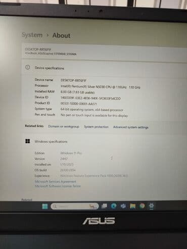 asus notebook qiymeti: Б/у ASUS Vivobook, 15.6 ", Intel Pentium, 256 ГБ, Платная доставка — 9