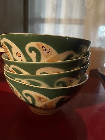 Süfrə ləvazimatları: Kasalar, rəng - Yaşıl, Keramika — 9