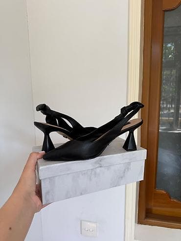 Женская обувь: Qara dəri qadın ayaqqabısı – slingback model - Rəng: klassik qara - — 2