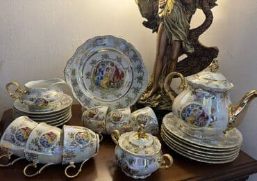 Çay dəsti, rəng - Ağ, Farfor, 6 nəfərlik, Çexiya