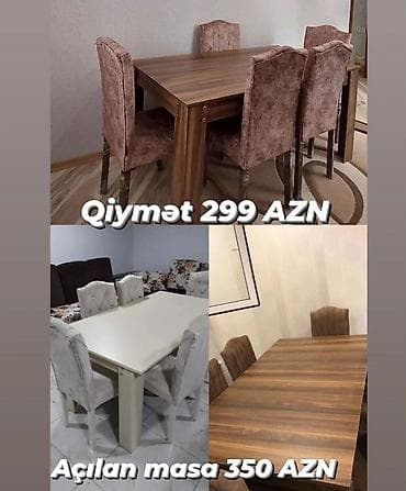 stol dəst: Qonaq otağı üçün, Yeni, Açılmayan, Dördbucaq masa, 6 stul — 1