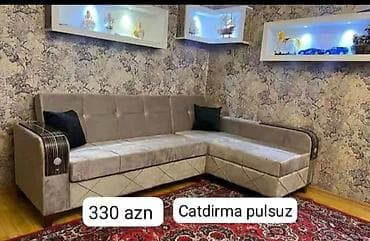 Künc divanı – L formalı, yumşaq və rahat oturuşlu. Neytral bej-krem