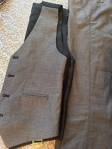 desd paltarlar: Kişi kostyum dəsti – 3 parça - Rəng: boz (xırda dama/mini-çek naxışlı — 6