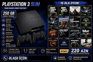 PlayStation 3 Slim – 250 GB daxili yaddaşlı, tam hazır istifadə üçün