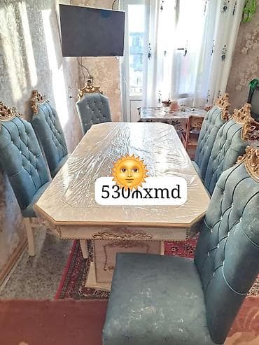 Qonaq otağı üçün, Yeni, Açılmayan, Dördbucaq masa, 6 stul