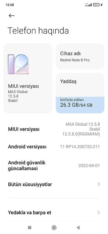 Redmi Note 8 Pro, 64 GB, rəng - Yaşıl, Barmaq izi