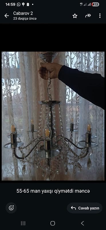 lustur alti: Çılçıraq, 5 lampa, Metal — 1