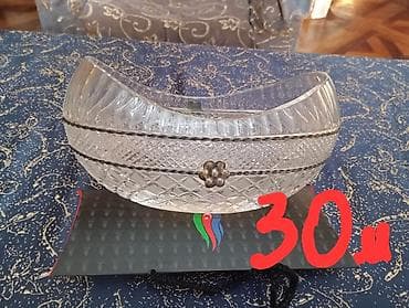 Kəsimli şüşə/kristal meyvə və ya şirniyyat qabı - Material: qalın