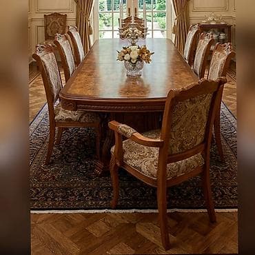 nabor acar desti: Qonaq otağı üçün, İşlənmiş, Açılan, Dördbucaq masa, 8 stul — 1