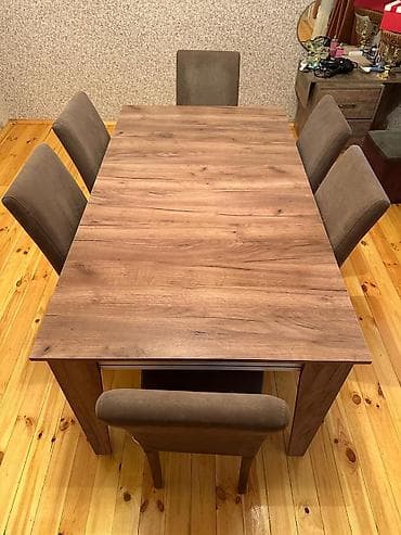 mətbəx stol stul ikinci el: Dördbucaq masa, 6 stul — 1