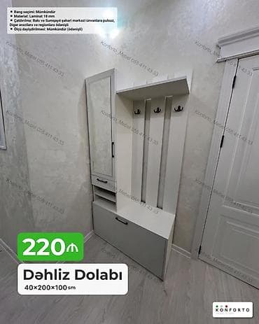 Dəhliz Dolabı – 40×200×100 sm - Material: 18 mm laminat - Rəng