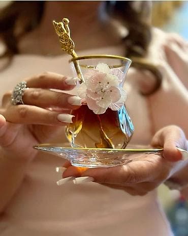 suni qazon satisi: Çay dəsti, rəng - Qızılı, Şüşə — 1