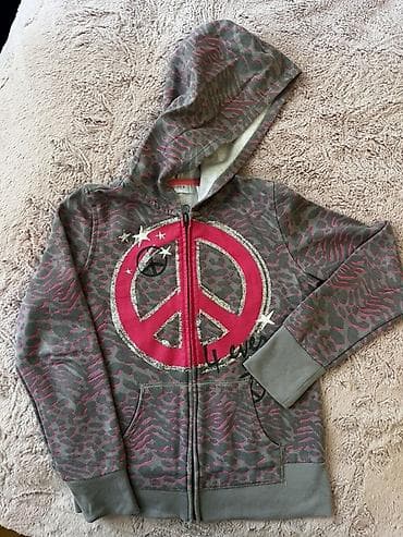 ust geyim: Qız uşaqları üçün kapüşonlu sweatshirt (fermuarlı) - Rəng və naxış — 1