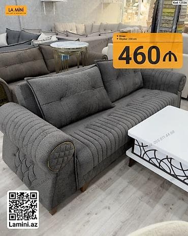 divan desti: Məhsul: Divan Kod: 12556 Ölçü: 230 sm Rəng: tünd boz (teksturalı — 1