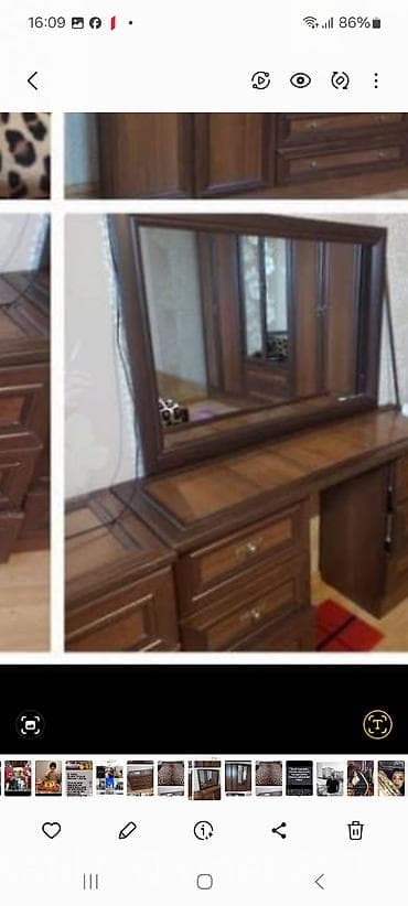 masa dəsdi: Yataq otağı mebel dəsti - Material: tünd qəhvəyi rəngdə MDF/taxta — 2