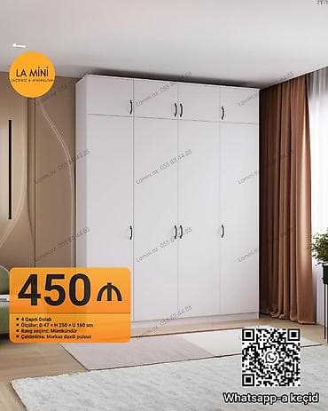 qab dolabi: 4 qapılı geyim dolabı – lakonik və minimal dizayn - Model: LA Mini - — 1