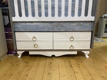 quba mebel: Oğlan və qız üçün, İşlənmiş, Dördbucaq, Beşik, Matras ilə, Yellənmə mexanizm ilə — 5