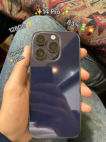 telfun satsi: IPhone 14 Pro, 128 GB, Deep Purple, Face ID — 2