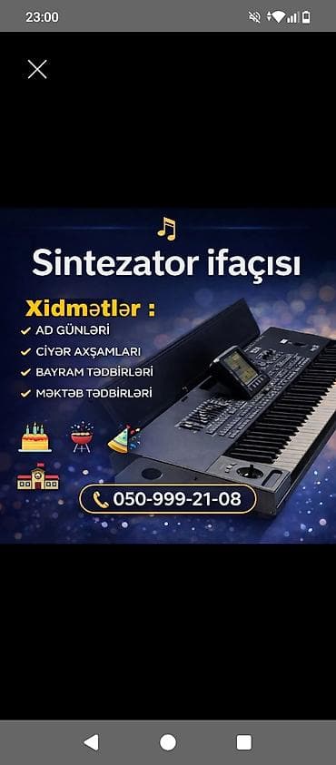 Обучение, курсы: Sintezator ifaçısı – tədbirlər üçün canlı musiqi xidməti Təklif — 1