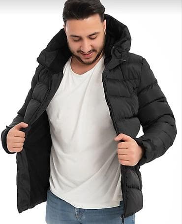 paxlava parca: Kişi üçün qara qış parka-kurtka - Rəng: qara, mat teksturalı - Kəsim — 4