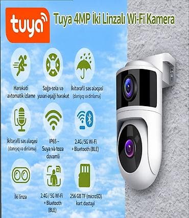Tuya Wifi Kamera Tuya markalı, 4MP təsvir keyfiyyətinə malik, iki lalafo.az -da Tuya Wifi Kamera Tuya markalı, 4MP təsvir keyfiyyətinə malik, iki