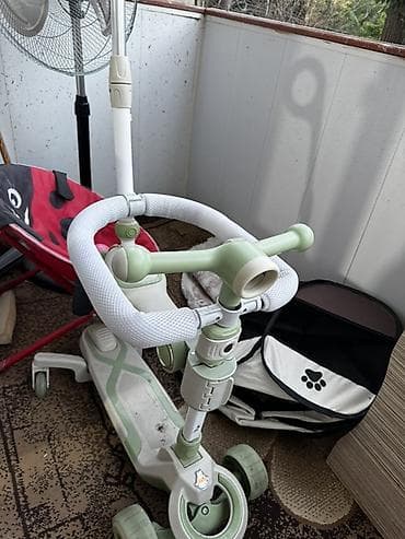 Коляски: Uşaq üçün çoxfunksiyalı skuter-araba - 4 təkərli, sabit konstruksiya — 2
