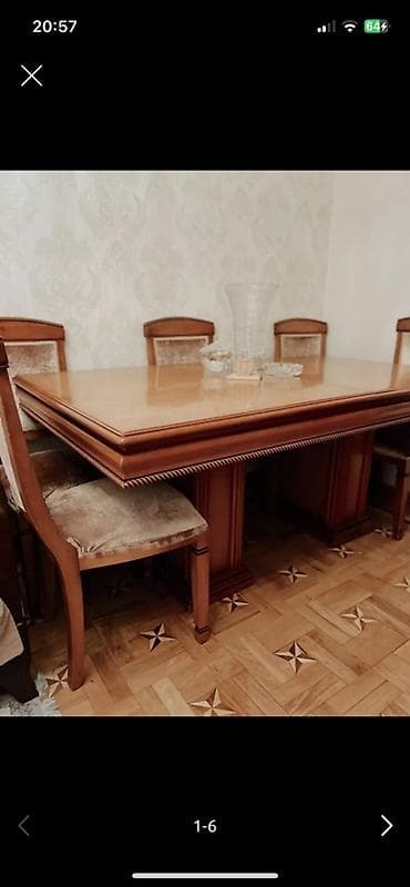 Qonaq otağı üçün, Açılmayan, Dördbucaq masa, 6 stul