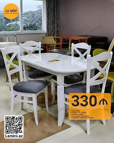 Mətbəx üçün, Açılmayan, Dördbucaq masa, 4 stul — 1
