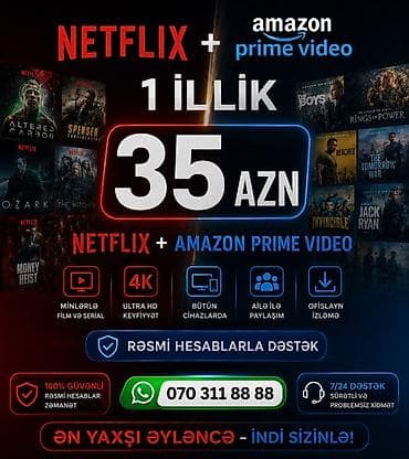inglis dili kurs: Netflix, Amazon Prime Video, YouTube Premium, Spotify Premium və BluTV — 1