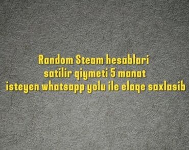 Kabrolar: Məhsul: Random Steam hesabları Təsvir: - Təsadüfi (random) Steam — 1