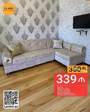 divan kreslo ustu: Künc divan, Açılan, Bazalı, Şəhərdaxili pulsuz çatdırılma — 1