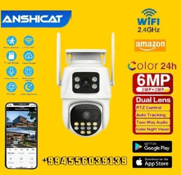 təhlükəsiz kamera: Wifi Camera 8MP Ultra HD İki Linzalı, Tam Rəngli Gecə Görüşü, PTZ, Su — 1