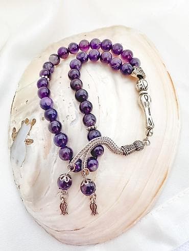 Ametist təsbeh – bənövşəyi təbii daşlardan - Material: təbii ametist