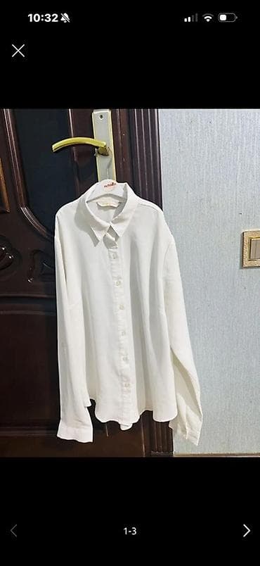 uzun koynek modelleri: Ağ rəngdə, uzunqol qadın köynəyi. Bu köynək gündəlik geyim üçün — 1