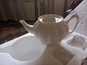 nimceler: Çay dəsti, rəng - Ağ, Farfor — 1