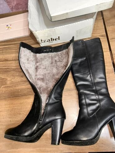 çəkməcə: Təmiz dəri Qadın uzun çəkmələr – Izabel Shoes - Rəng: qara - — 2